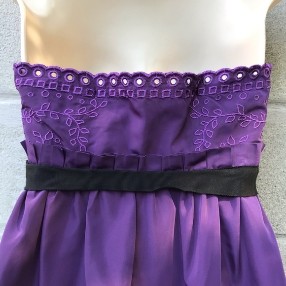 MINUET Purple Violet New With Tag Strapless Eyelet Party Dress Size Small NWT - Picture 5 of 16